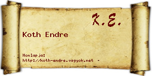 Koth Endre névjegykártya